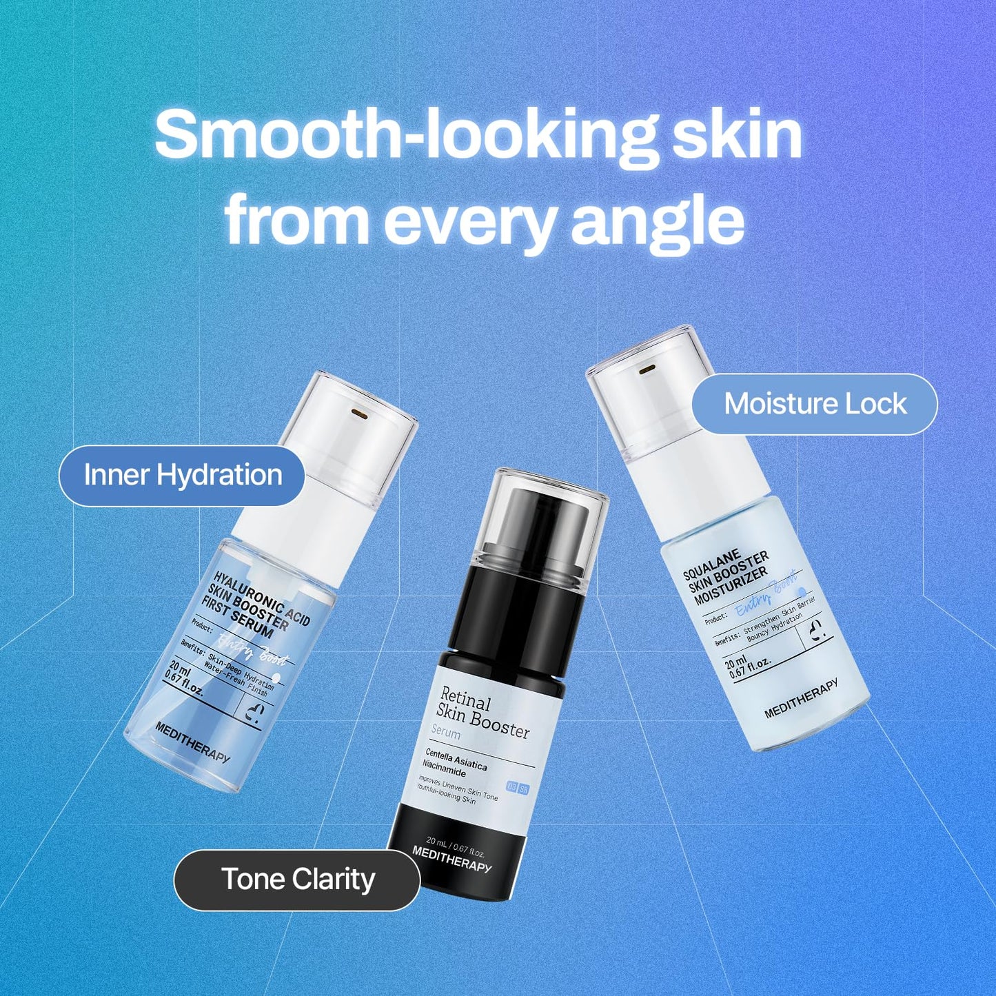 3-Step Korean Glass Skin Set — Retinal & Hyaluronic Acid & Squalane