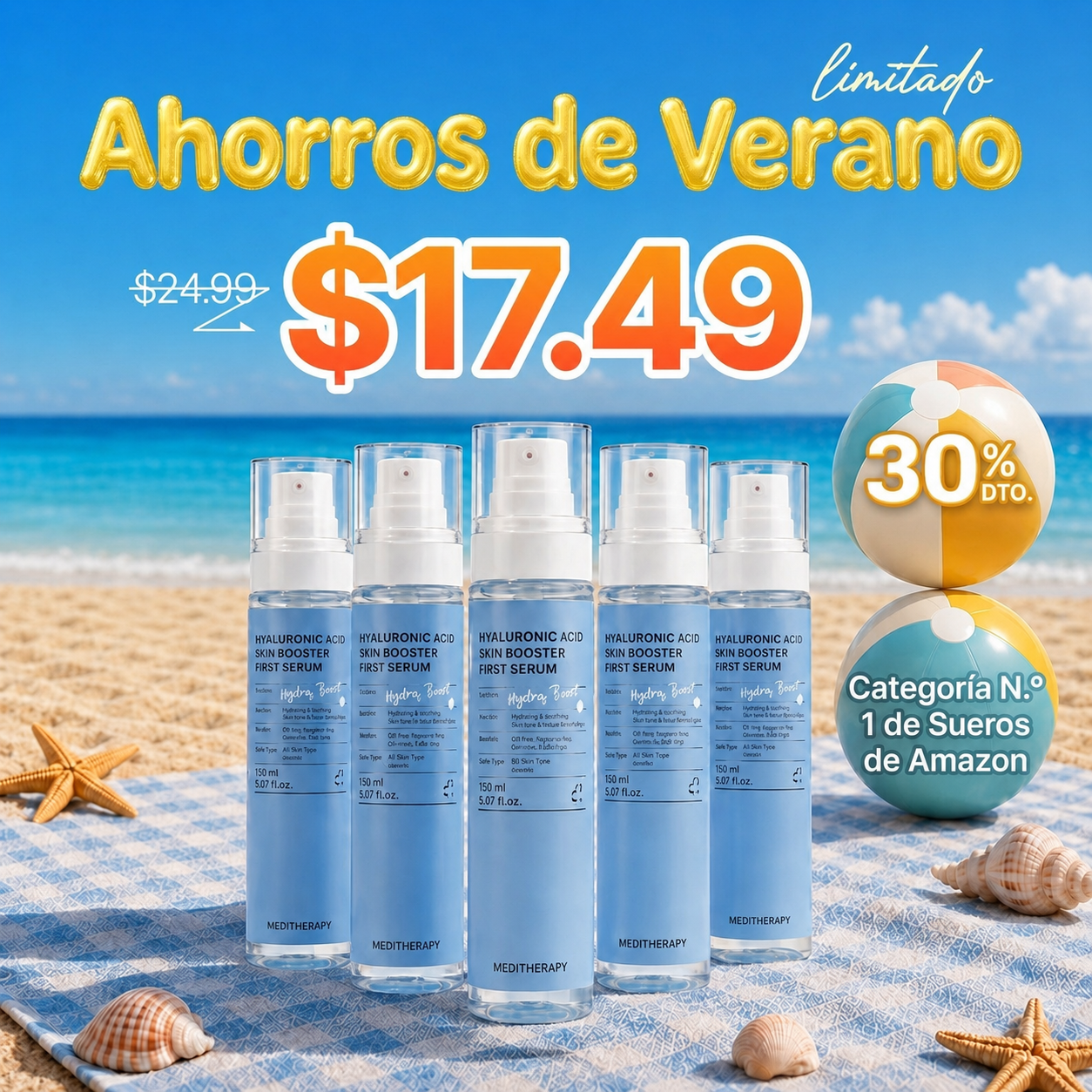 [30% DTO. | $17.49] Suero Hialurónico N.º 1 K-Beauty — Oferta Limitada