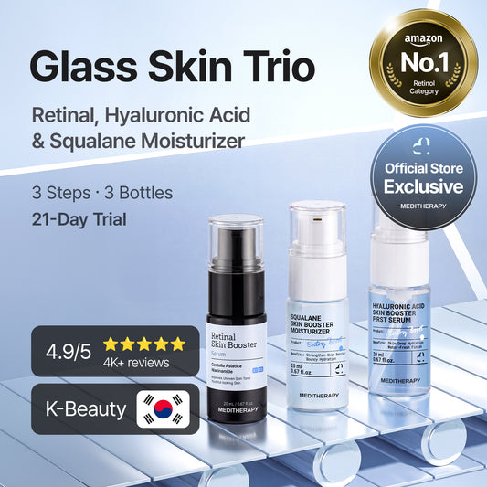 3-Step Korean Glass Skin Trio — Retinal, Hyaluronic Acid & Squalane Moisturizer